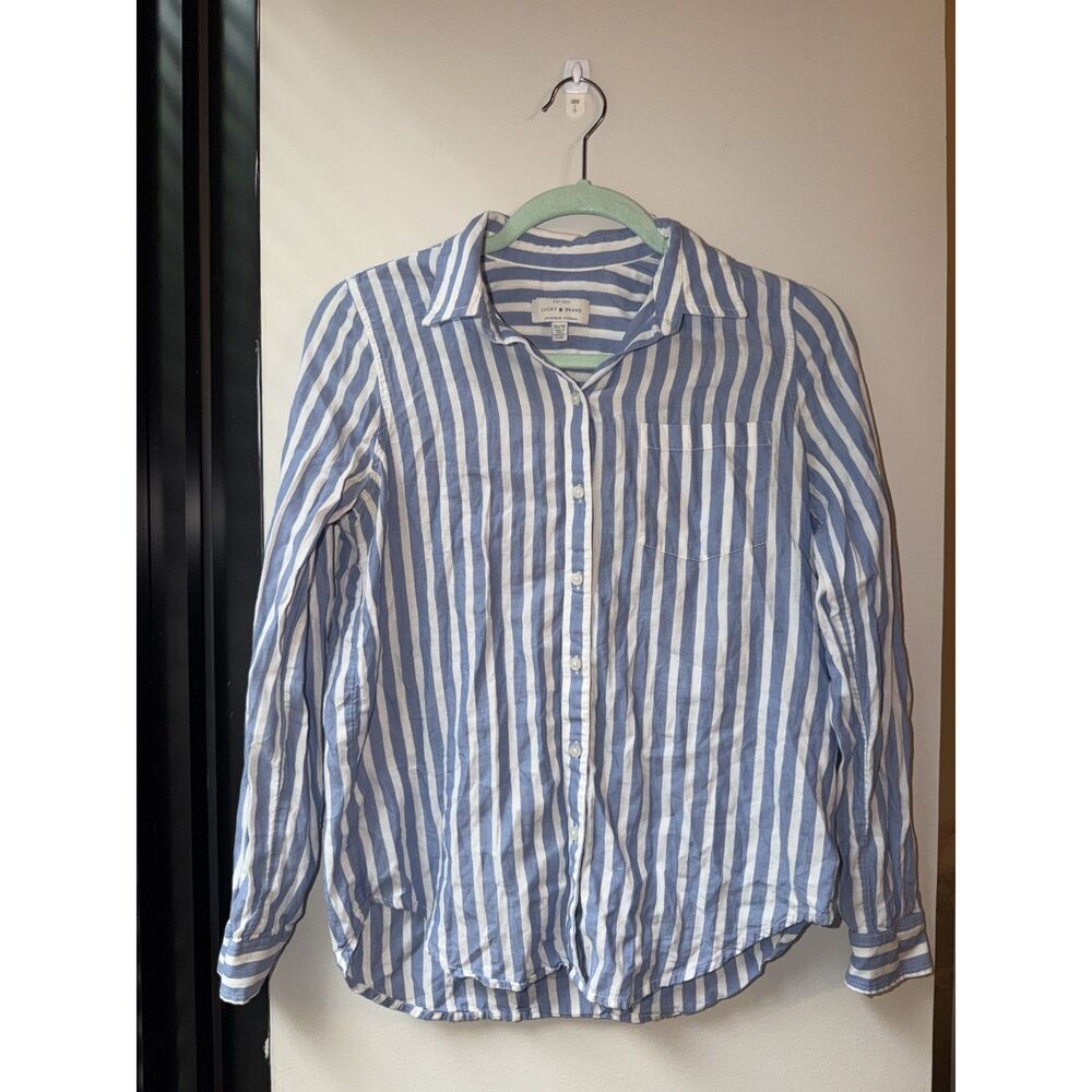Lucky Brand XS Blue and White Striped Button Up